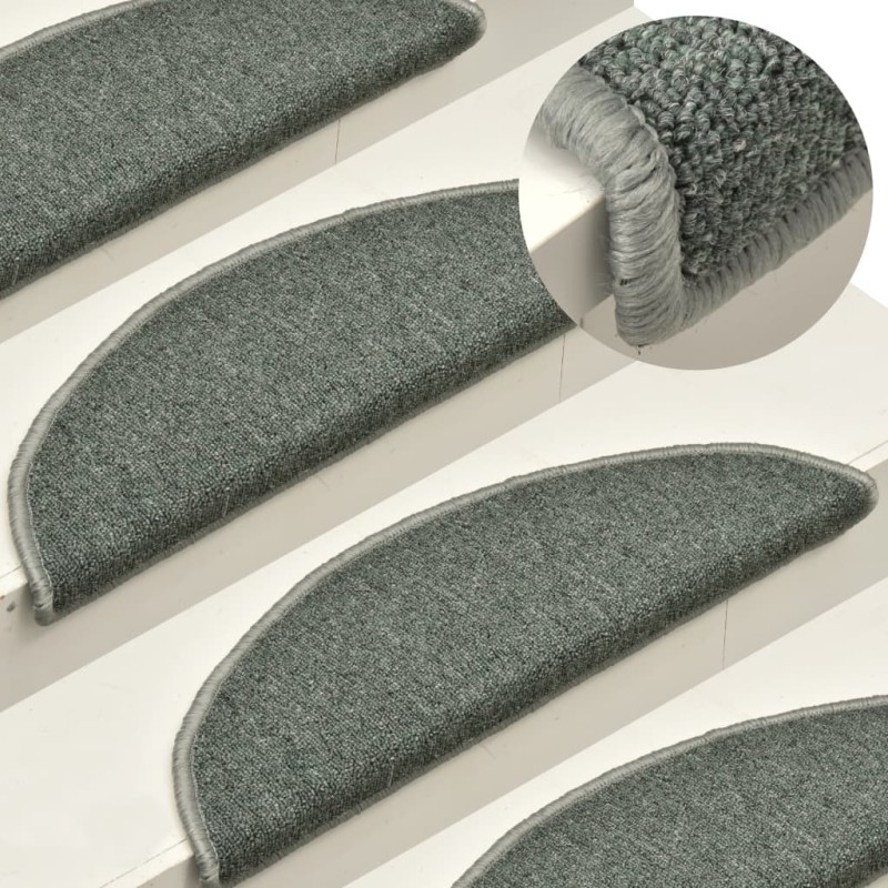 vidaXL Alfombras de peldaños de escalera 15 uds verde oscuro 56x17x3cm vidaXL Alfombras de peldaños de escalera 15 uds verde oscuro 56x17x3cm