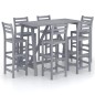 vidaXL Mesa y sillas de bar de jardín 7 pzas gris madera maciza acacia vidaXL Mesa y sillas de bar de jardín 7 pzas gris madera maciza acacia