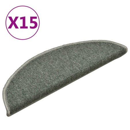 vidaXL Alfombras de peldaños de escalera 15 uds verde oscuro 56x17x3cm