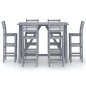 vidaXL Mesa y sillas de bar de jardín 7 pzas gris madera maciza acacia vidaXL Mesa y sillas de bar de jardín 7 pzas gris madera maciza acacia