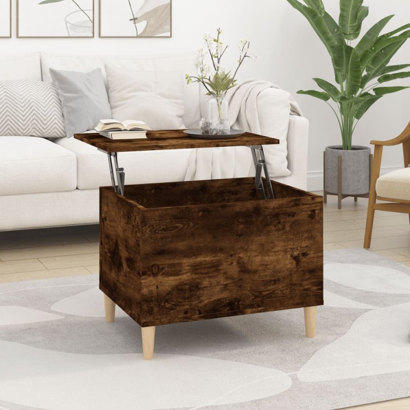 vidaXL Mesa de centro madera contrachapada roble ahumado 60x44,5x45 cm vidaXL Mesa de centro madera contrachapada roble ahumado 60x44,5x45 cm