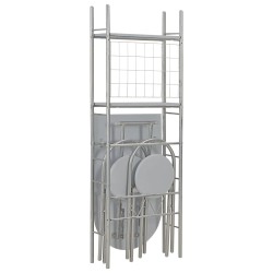 vidaXL Juego de comedor plegable con estante 3 pzas MDF y acero gris