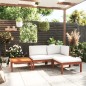 vidaXL Muebles de jardín 4 pzas cojines crema madera maciza de acacia vidaXL Muebles de jardín 4 pzas cojines crema madera maciza de acacia