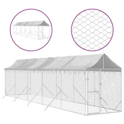 vidaXL Perrera de exterior con toldo acero galvanizado plata 2x10x2,5m