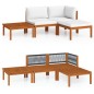 vidaXL Muebles de jardín 4 pzas cojines crema madera maciza de acacia vidaXL Muebles de jardín 4 pzas cojines crema madera maciza de acacia