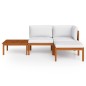 vidaXL Muebles de jardín 4 pzas cojines crema madera maciza de acacia vidaXL Muebles de jardín 4 pzas cojines crema madera maciza de acacia