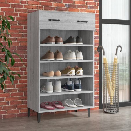 vidaXL Mueble zapatero madera contrachapada gris Sonoma 60x35x105 cm