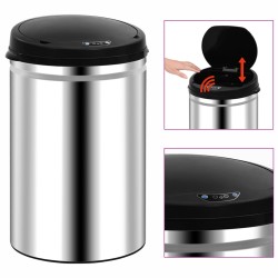 vidaXL Cubo de basura con sensor automático 30 L acero inoxidable