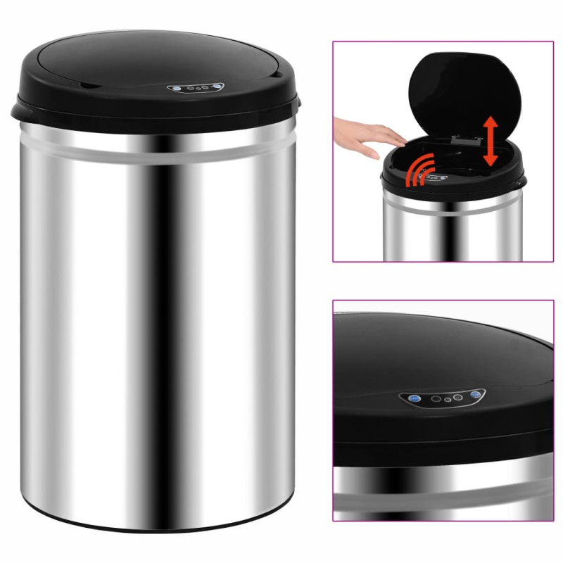 vidaXL Cubo de basura con sensor automático 30 L acero inoxidable vidaXL Cubo de basura con sensor automático 30 L acero inoxidable