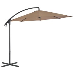 vidaXL Sombrilla voladiza con poste de acero 300 cm gris topo