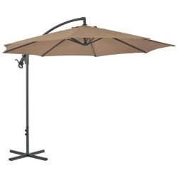 vidaXL Sombrilla voladiza con poste de acero 300 cm gris topo