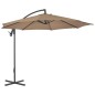 vidaXL Sombrilla voladiza con poste de acero 300 cm gris topo vidaXL Sombrilla voladiza con poste de acero 300 cm gris topo