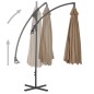 vidaXL Sombrilla voladiza con poste de acero 300 cm gris topo vidaXL Sombrilla voladiza con poste de acero 300 cm gris topo