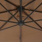 vidaXL Sombrilla voladiza con poste de acero 300 cm gris topo vidaXL Sombrilla voladiza con poste de acero 300 cm gris topo