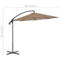 vidaXL Sombrilla voladiza con poste de acero 300 cm gris topo vidaXL Sombrilla voladiza con poste de acero 300 cm gris topo