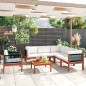 vidaXL Muebles de jardín 7 pzas cojines crema madera maciza de acacia 