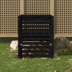 vidaXL Compostador de madera maciza de pino negro 82,5x82,5x99,5 cm