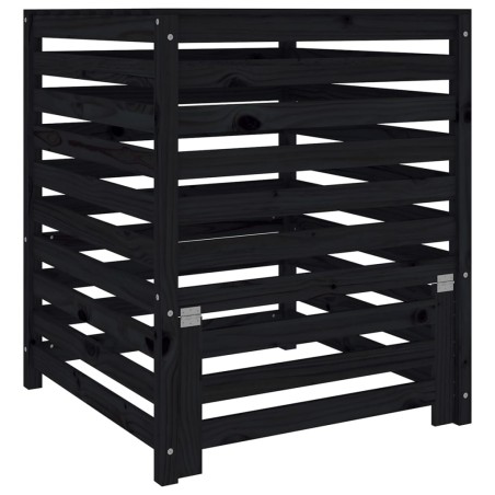 vidaXL Compostador de madera maciza de pino negro 82,5x82,5x99,5 cm