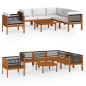 vidaXL Muebles de jardín 7 pzas cojines crema madera maciza de acacia 