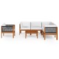 vidaXL Muebles de jardín 7 pzas cojines crema madera maciza de acacia 