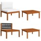 vidaXL Muebles de jardín 7 pzas cojines crema madera maciza de acacia 