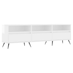vidaXL Mueble de TV madera contrachapada blanco brillo 150x30x44,5 cm