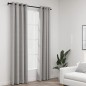 vidaXL Cortinas opacas con ojales look de lino 2 pzas gris 140x225 cm vidaXL Cortinas opacas con ojales look de lino 2 pzas gris 140x225 cm