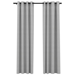 vidaXL Cortinas opacas con ojales look de lino 2 pzas gris 140x225 cm