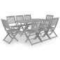 vidaXL Juego de comedor de jardín 9 pzas madera maciza de acacia gris vidaXL Juego de comedor de jardín 9 pzas madera maciza de acacia gris