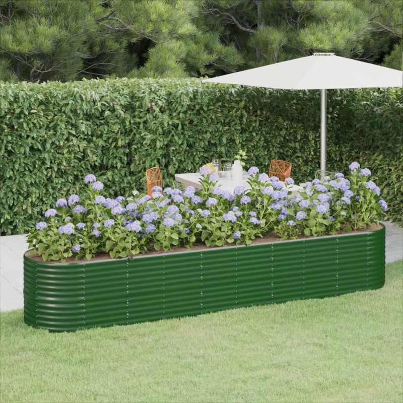 vidaXL Jardinera arriate acero recubrimiento polvo verde 368x80x68 cm vidaXL Jardinera arriate acero recubrimiento polvo verde 368x80x68 cm