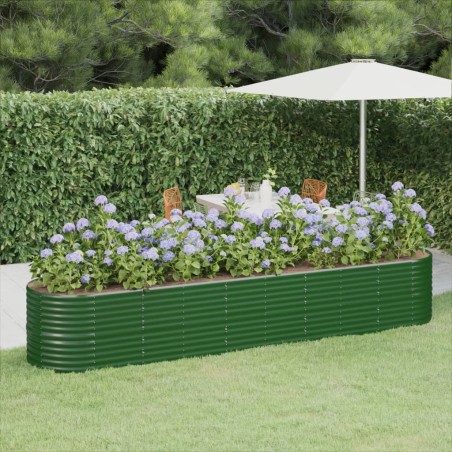 vidaXL Jardinera arriate acero recubrimiento polvo verde 368x80x68 cm