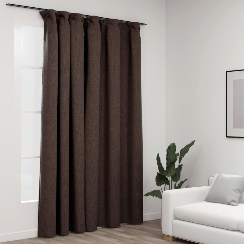 vidaXL Cortina opaca con ganchos look de lino gris taupe 290x245 cm vidaXL Cortina opaca con ganchos look de lino gris taupe 290x245 cm