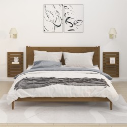 vidaXL Estantes mesitas pared 2 uds madera maciza de pino marrón miel