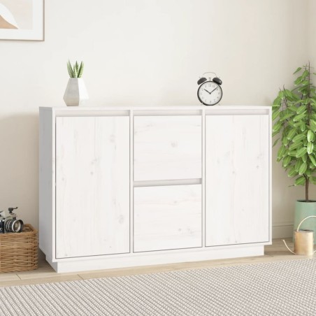 vidaXL Aparador madera maciza de pino blanco 111x34x75 cm