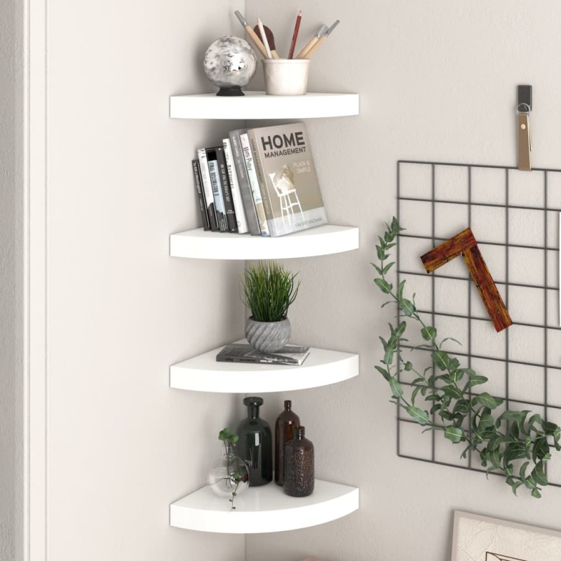 vidaXL Estante flotante de pared 4 uds MDF blanco brillo 25x25x3,8 cm vidaXL Estante flotante de pared 4 uds MDF blanco brillo 25x25x3,8 cm