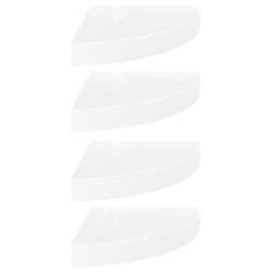 vidaXL Estante flotante de pared 4 uds MDF blanco brillo 25x25x3,8 cm