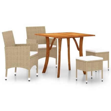vidaXL Juego de comedor de jardín de 5 piezas beige