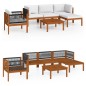 vidaXL Muebles de jardín 6 pzas cojines crema madera maciza de acacia 