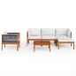 vidaXL Muebles de jardín 6 pzas cojines crema madera maciza de acacia 
