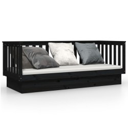 vidaXL Sofá cama madera maciza de pino negro 75x190 cm