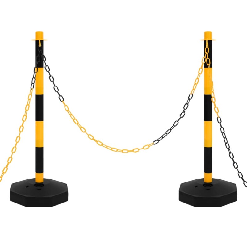 vidaXL Juego de barrera con postes y cadena plástico 10 m vidaXL Juego de barrera con postes y cadena plástico 10 m