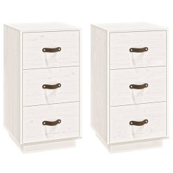 vidaXL Mesitas de noche 2 uds madera maciza pino blanco 40x40x75 cm
