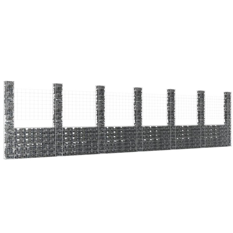 vidaXL Cesta de gaviones forma de U 2 postes de hierro 740x20x200 cm vidaXL Cesta de gaviones forma de U 2 postes de hierro 740x20x200 cm