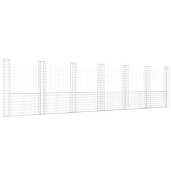 vidaXL Cesta de gaviones forma de U 2 postes de hierro 740x20x200 cm