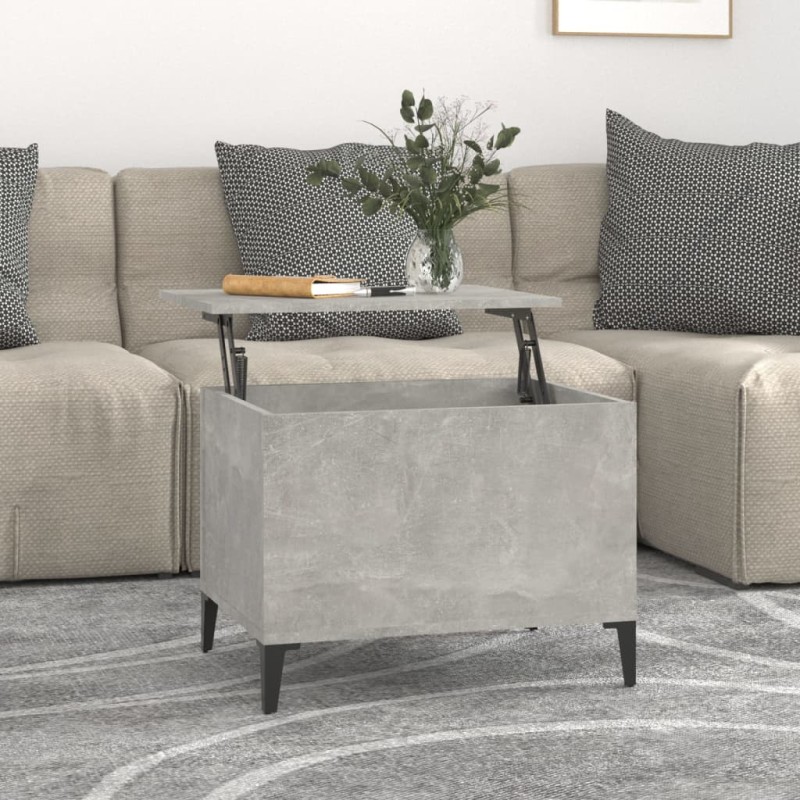 vidaXL Mesa de centro madera contrachapada gris hormigón 60x44,5x45 cm vidaXL Mesa de centro madera contrachapada gris hormigón 60x44,5x45 cm