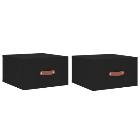 vidaXL Mesitas de noche de pared 2 uds negro 35x35x20 cm