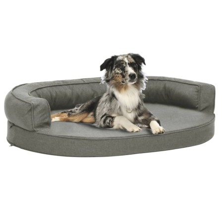 vidaXL Colchón de cama de perro ergonómico aspecto lino gris 75x53 cm