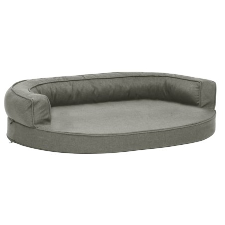 vidaXL Colchón de cama de perro ergonómico aspecto lino gris 75x53 cm