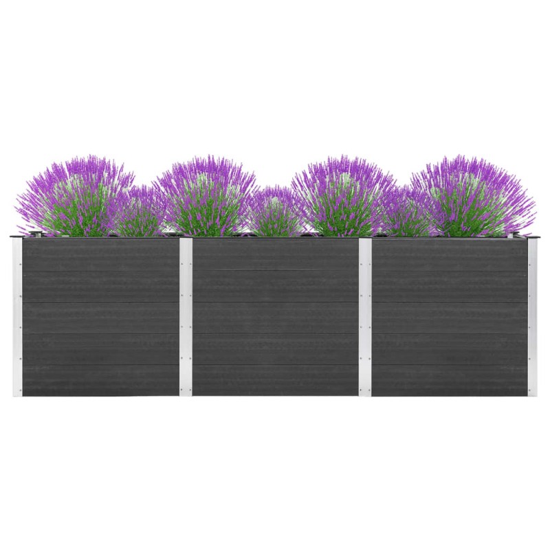 vidaXL Arriate elevado de WPC gris 300x100x91 cm