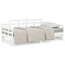 vidaXL Sofá cama extraíble madera maciza de pino blanco 2x(80x200) cm